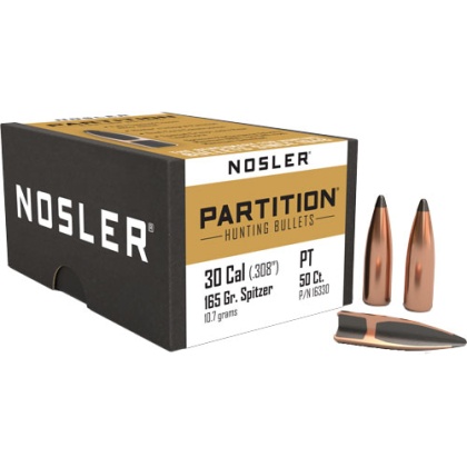 NOSLER BULLETS 30 CAL .308 165GR PARTITION 50CT