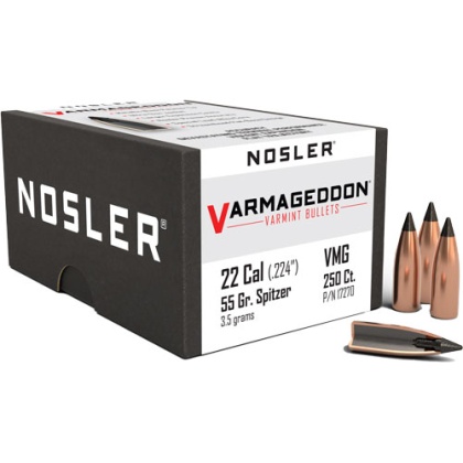 NOSLER BULLETS 22 CAL .224 55GR VARMAGEDDON TIPPED 250CT