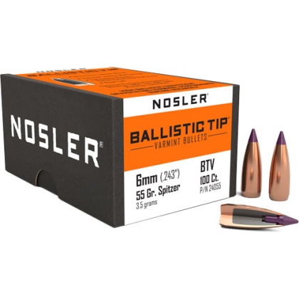 NOSLER BULLETS 6MM .243 55GR BALLISTIC TIP 100CT