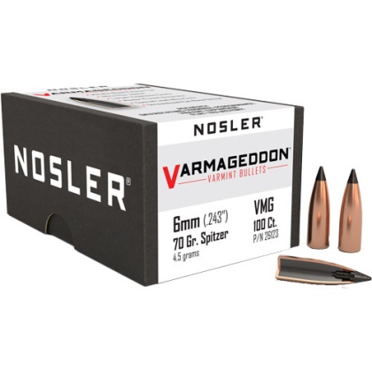 NOSLER BULLETS 6MM .243 70GR VARMAGEDDON TIPPED 100CT