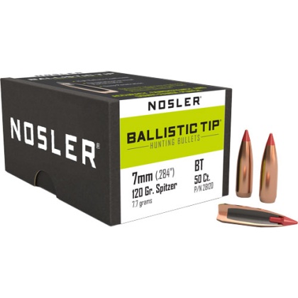 NOSLER BULLETS 7MM .284 120GR BALLISTIC TIP 50CT