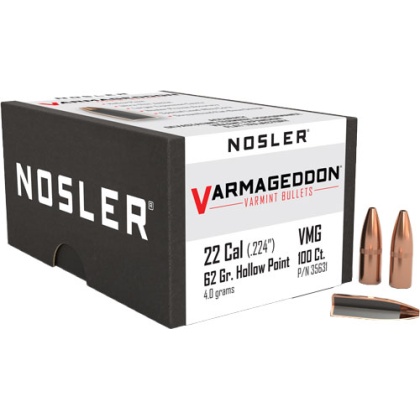 NOSLER BULLETS 22 CAL .224 62GR VARMAGEDDON FBHP 100CT