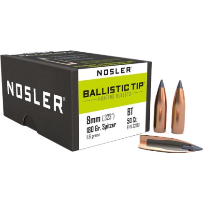 NOSLER BULLETS 8MM .323 180GR BALLISTIC TIP 50CT