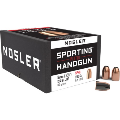 NOSLER BULLETS 9MM .355 124GR JHP 250CT