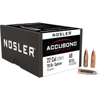 NOSLER BULLETS .22 CAL .224 70GR ACCUBOND 50CT