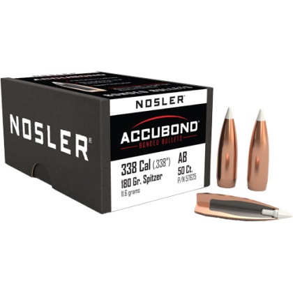 NOSLER BULLETS 338 CAL .338 180GR ACCUBOND 50CT