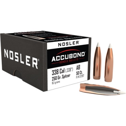 NOSLER BULLETS 338 CAL .338 250GR ACCUBOND 50CT