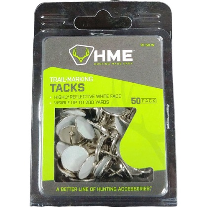 HME TRAIL TACKS REFLECTIVE METAL WHITE 50PK