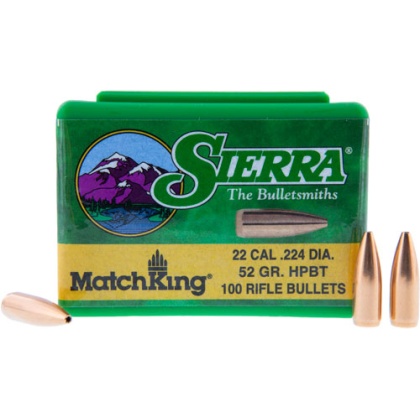 SIERRA BULLETS .22 CAL .224 52GR HPBT MATCH 100CT