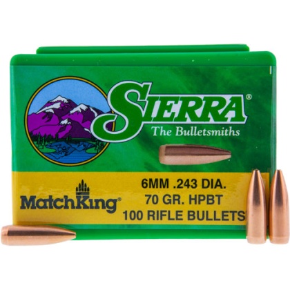 SIERRA BULLETS 6MM .243 70GR HP-BT MATCH 100CT