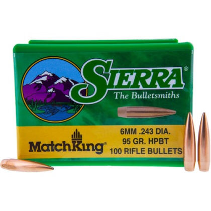 SIERRA BULLETS 6MM .243 95GR HP-BT MATCH 100CT