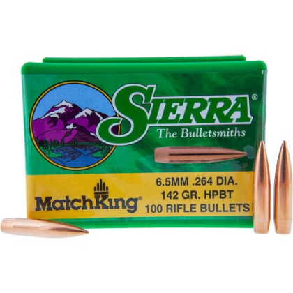 SIERRA BULLETS 6.5MM .264 142GR HP-BT MATCH 100CT