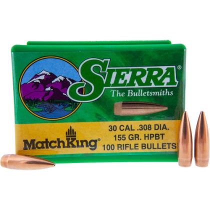 SIERRA BULLETS .30 CAL .308 155GR HP-BT MATCH 100CT