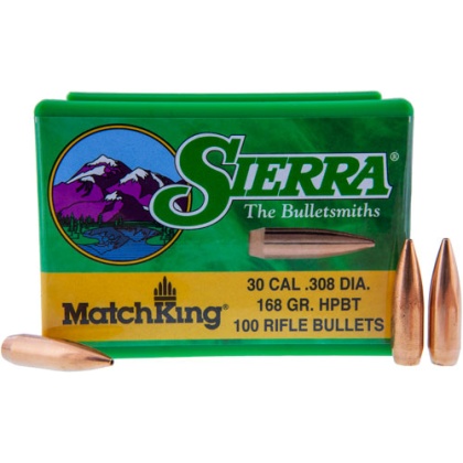 SIERRA BULLETS .30CAL .308 168GR HP-BT MATCH 100CT