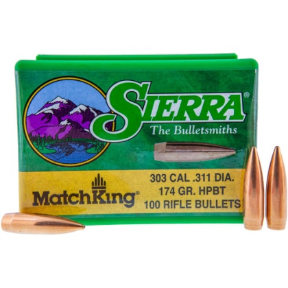 SIERRA BULLETS .303 CAL .311 174GR HP-BT MATCH 100CT