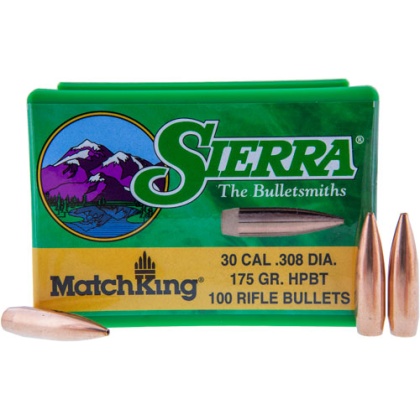 SIERRA BULLETS .30 CAL .308 175GR HP-BT MATCH 100CT