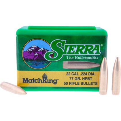 SIERRA BULLETS .22 CAL .224 77GR HPBT W/CANNELURE 50CT