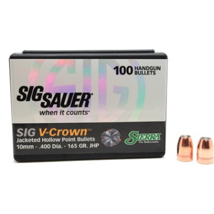 SIERRA BULLETS 10MM .400 165GR JHP SIG V-CROWN 100CT