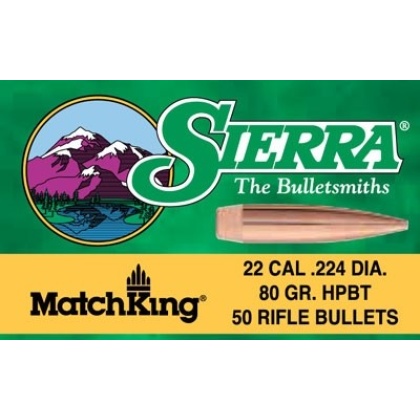 SIERRA BULLETS .22 CAL .224 80GR HPBT 50CT