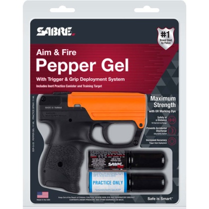 SABRE AIM & FIRE PEPPER GEL W/TRIGGER AND GRIP DEPLOYMENT