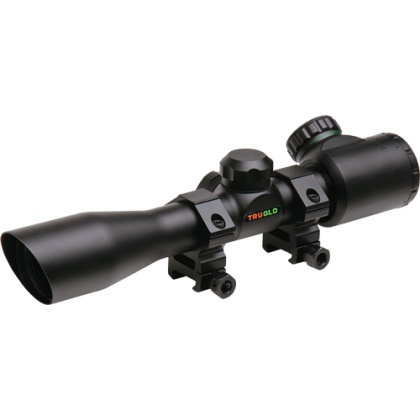 TRUGLO CROSSBOW SCOPE 4X32 BLACK WITH RINGS ILLMNTD RETCL