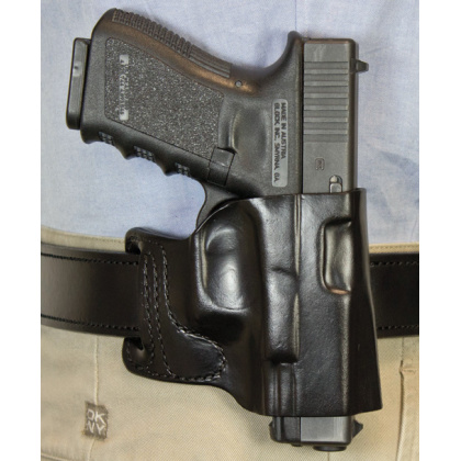 DESANTIS E-GAT SLIDE HOLSTER OWB RH LEATHER S/A HELLCAT BLK