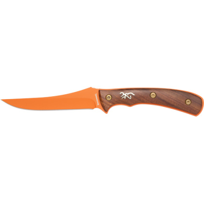 BROWNING KNIFE UNION BLUFF FXD 4.25" ORANGE/WOOD W/LTHR SHTH*