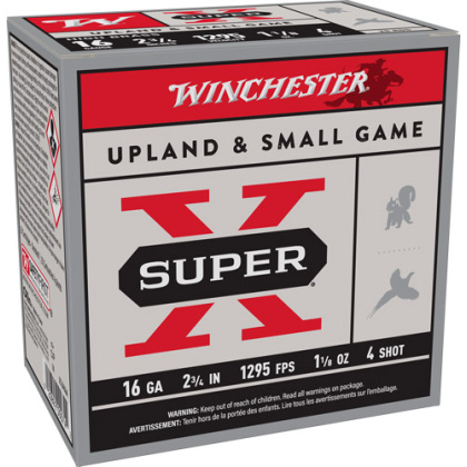WINCHESTER SUPER-X 16GA 2.75" 1-1/8OZ #4 1295FPS 25RD 10BX/C