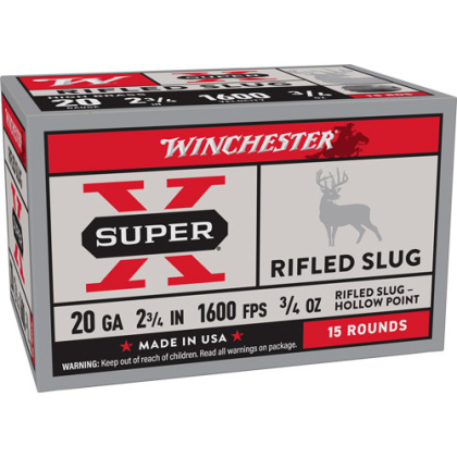 WINCHESTER SUPER-X 20GA 2.75" 3/4OZ RIFLED SLUG 5RD 50BX/CS