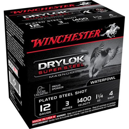 WINCHESTER DRYLOK 12GA 3" 1-1/4OZ #4 25RD 10BX/CS