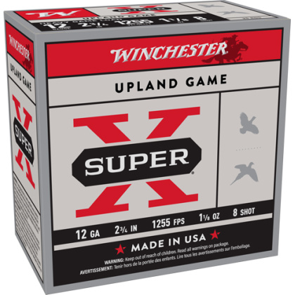 WINCHESTER SUPER-X 12GA 2.75" 1255FPS 1-1/8OZ #8 250RD CASE