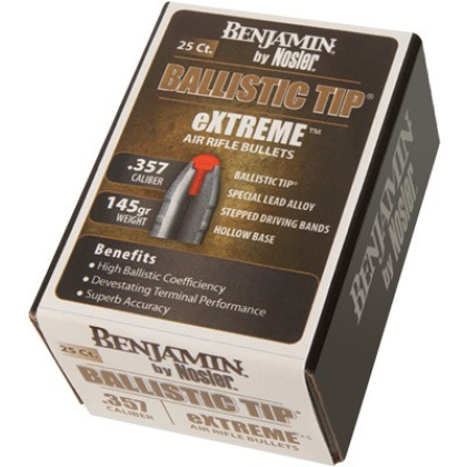 BENJAMIN 357 CALIBER PELLETS 145 GRAIN NOSLER BT 25 PACK