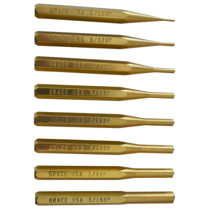 GRACE USA PUNCH SET ROLL PIN PUNCH SET OF 8 BRASS