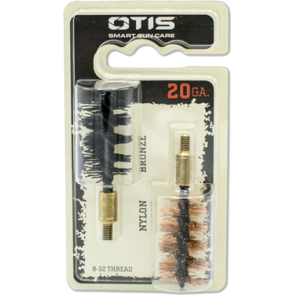 OTIS BORE BRUSH .20 GA 2-PACK 1-NYLON 1-BRONZE 8-32MM THREAD
