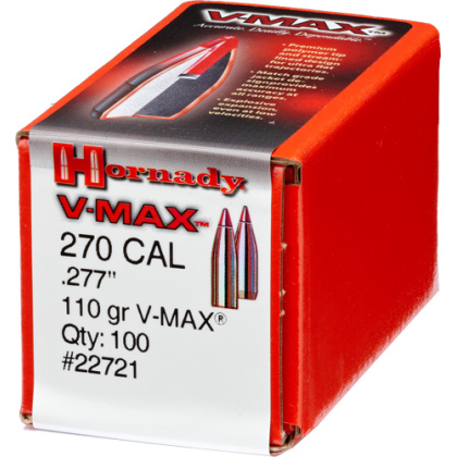 HORNADY BULLETS 270 CAL .277 110GR V-MAX W/CANNELURE 100CT