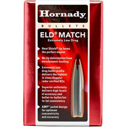 HORNADY BULLETS 6.5MM .264 130GR ELD-MATCH 100CT 15BX/CS