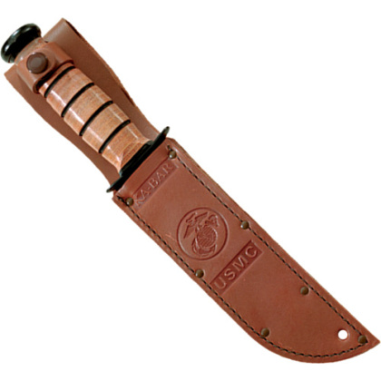 KA-BAR FIGHTING/UTILITY KNIFE 7" SRRTD W/LEATHER SHEATH USMC