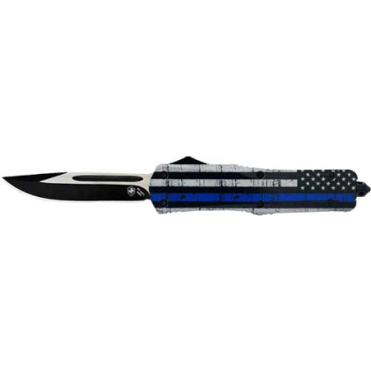 TEMPLAR KNIFE LARGE OTF BACK THE BLUE 3.5" BLK DROP POINT