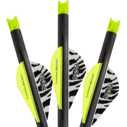 LUMENOK XBOW ARROW 20" CARBON GRN LIGHTED CRESCENT NOCK 3PK