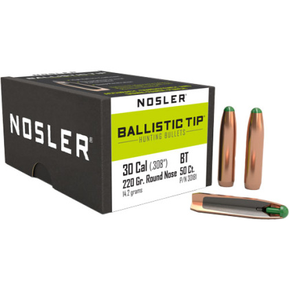 NOSLER BULLETS 30 CAL .308 220GR BALLISTIC TIP 50CT