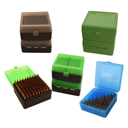 MTM DELUXE AMMO BOX RIFLE 100 ROUNDS 22-250 TO 375H&H GRN