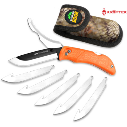 OUTDOOR EDGE RAZOR PRO 3.5" BLADE/ 3.1" GUT BLADE ORG HNDL