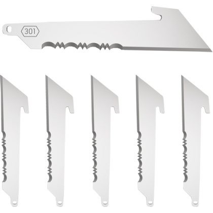 OUTDOOR EDGE 3" UTILITY BLADES W/SERRATIONS BLACK BLADE 6-PK