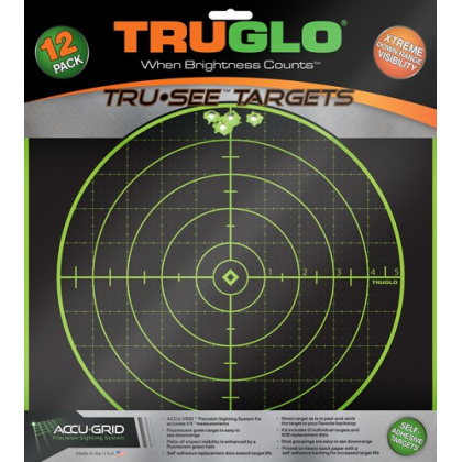 TRUGLO TRU-SEE REACTIVE TARGET 100 YARD 12"X12" 12-PACK