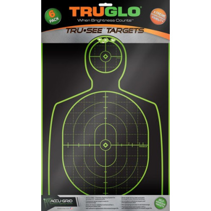 TRUGLO TRU-SEE REACTIVE TARGET HANDGUNNER 12" X 18" 6-PACK