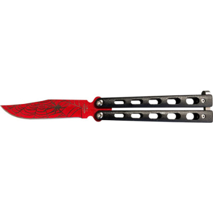 BEAR & SON BUTTERFLY KNIFE 3" WIDOW SERIES RED/BLACK