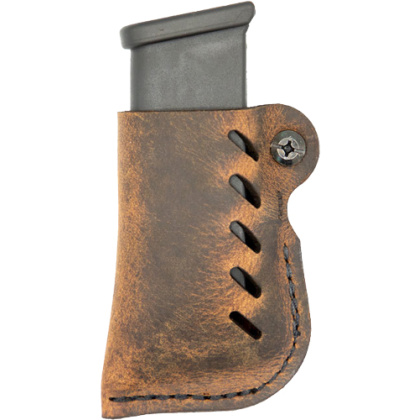 VERSACARRY LEATHER MAG HOLDER SINGLE STACK FLEX VENT DIS BRN