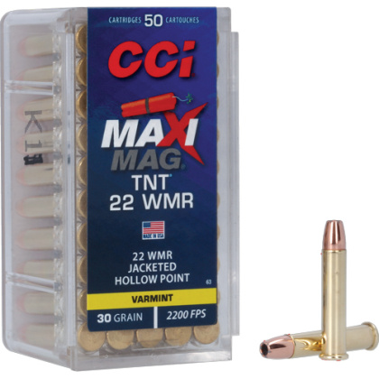CCI MAXI-MAG 22WMR 30GR TNT JHP 2200FPS 50RD 40BX/CS