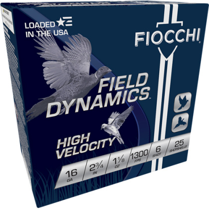 FIOCCHI 16GA 2.75" 1-1/8OZ #6 1300FPS 25RD 10BX/CS