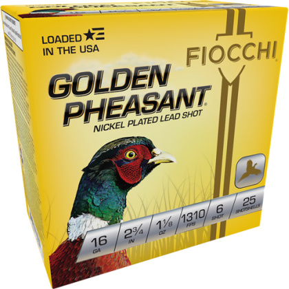 FIOCCHI GOLDEN PHEASANT 16GA 2.75" 1-1/8 #6 25RD 10BX/CS